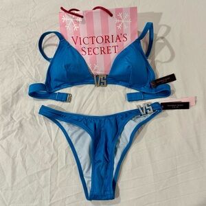 Victoria’s Secret VS Logo Blue Triangle Bikini Set